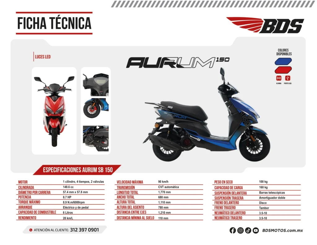 Ficha técnica motocicleta modelo Aurum 150