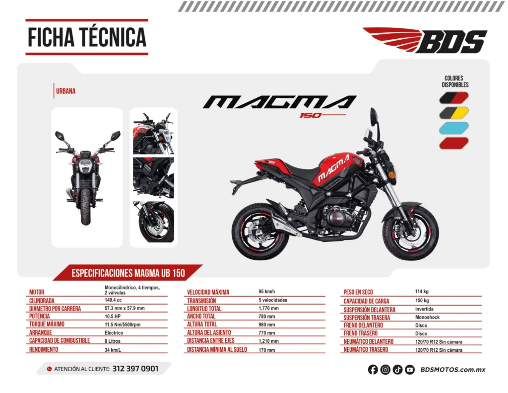 Ficha técnica motocicleta modelo Magma 150