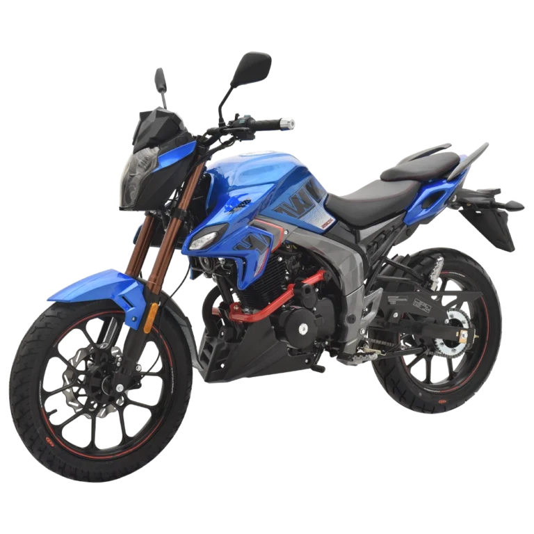 Hawk 250 motocicleta urbana 250 cc vista perspectiva derecha azul