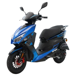 Aurum 150 motoneta 150 cc vista perspectiva izquierda azul