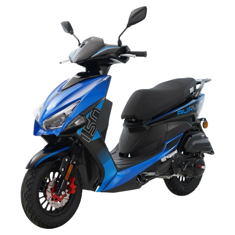 Aurum 150 motoneta 150 cc vista perspectiva izquierda azul